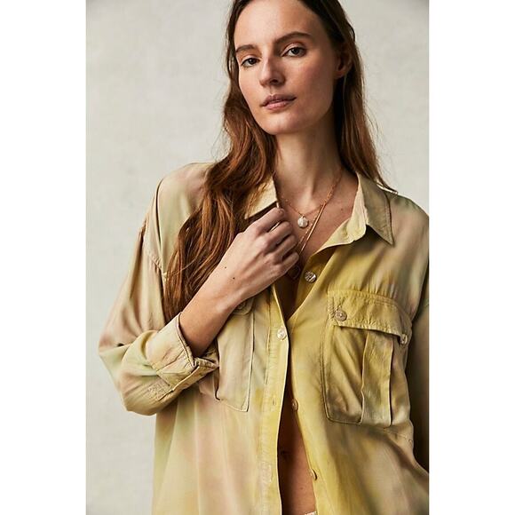 New Free People Daydream In Color Top WTF $198 XS Yellow Motif - Picture 6 of 9
